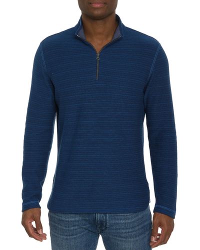 Robert Graham 's Desmond Long-sleeve 1/4-zip Knit Pullover Shirt - Blue