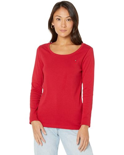 Tommy Hilfiger Long Sleeve Scoop Neck Tee - Red