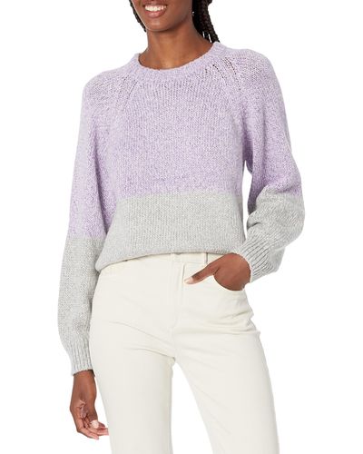 Velvet By Graham & Spencer Skylar Colorblock Pima Cotton Oversized Sweater - Gray