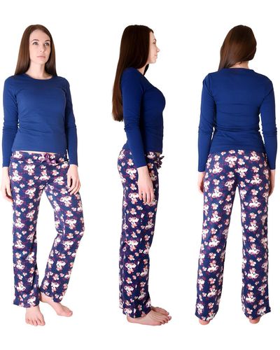 CHEROKEE Womens 2-piece Longsleeve And Sleepwear Set - Blue