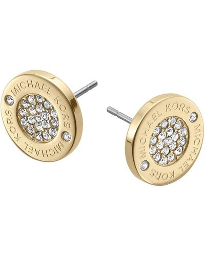 Michael Kors Stainless Steel And Pavé Crystal Mk Logo Stud Earrings For - Metallic