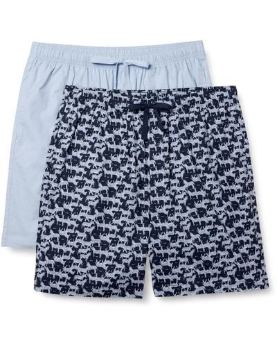 Amazon Essentials Schlafanzug-Shorts aus Baumwollpopeline - Blau