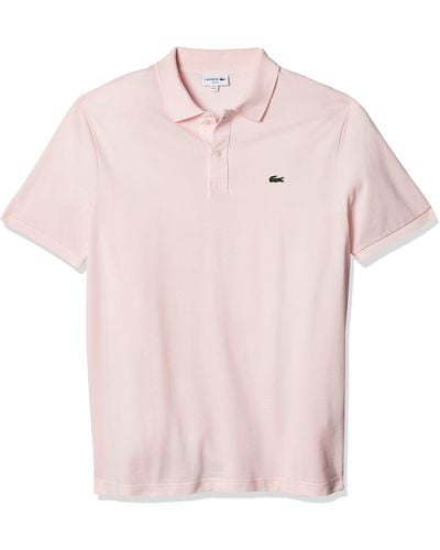Lacoste Mens Classic Pique Slim Fit Short Sleeve Polo Shirt - Pink