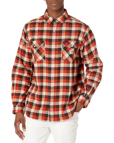 Carhartt Rugged Flex Relaxed Fit Midweight Long-sleeve Snap-front Plaid Shirt - Orange