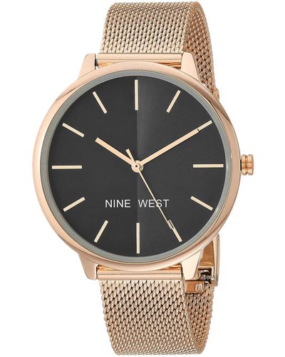 Nine West Japanese Quartz Dress Watch With Stainless Steel Strap - Gray