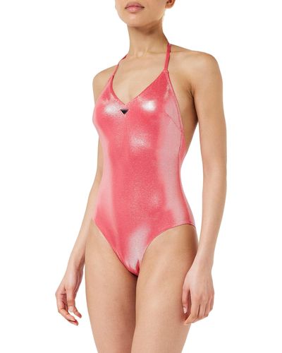 Emporio Armani Standard Dot Foil Lycra Swimsuit - Pink