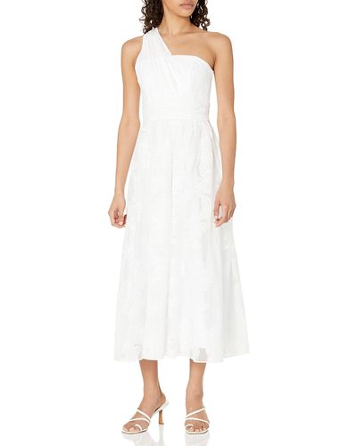 Shoshanna Marinique Floral Lace Mesh Midi Dress - White