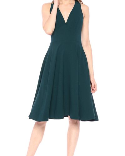Dress the Population S Catalina Solid Sleeveless Fit & Flare Midi Dress - Green
