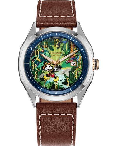 Citizen Eco-drive Disney Mickey Mouse Explorer Stainless Steel Case Watch - Green