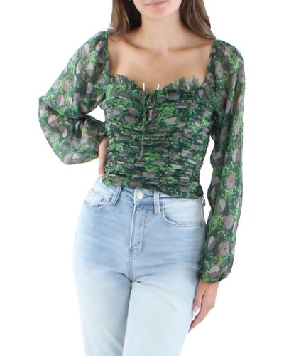 BCBGeneration Long Sleeve Bodycon Top With Tie - Green