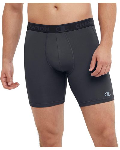 Champion , Compression Shorts With Total Support Pouch, Moisture Wicking, 6" & 9", Stealth Reflective C Logo, Small - Blue