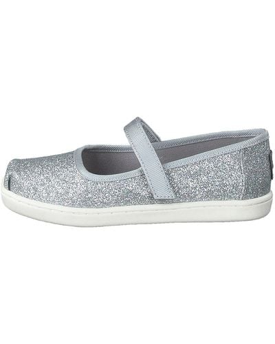 TOMS Silver Iridescent Glimmer Tiny Mary Jane Flat 10011521 - Gray