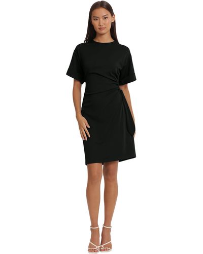 Donna Morgan Sleek And Sophisticated Side Ruched Ad Tie Detail Dress Workwear Event Occasion Guest Of - Black