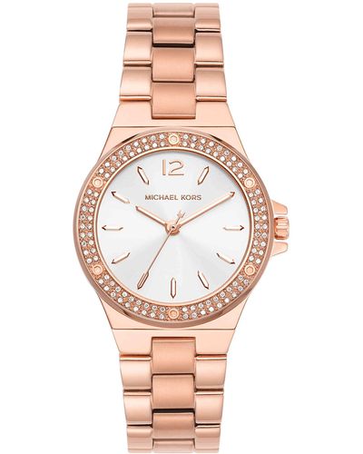 Michael Kors Lennox Three-hand Rose Gold-tone Stainless Steel Watch - Pink