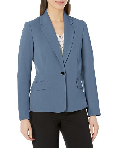 Kasper Size 1 Bttn Jacket W/slit Sleeves & Flap Pkts - Blue