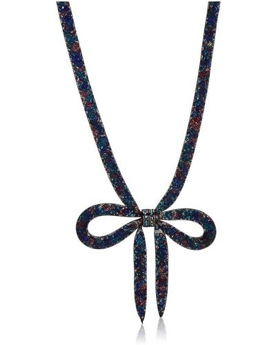 Betsey Johnson Mesh Bow Necklace - Blue