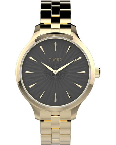 Timex Tone Case Black Dial With Gold-tone Stainless Steel - Metallic