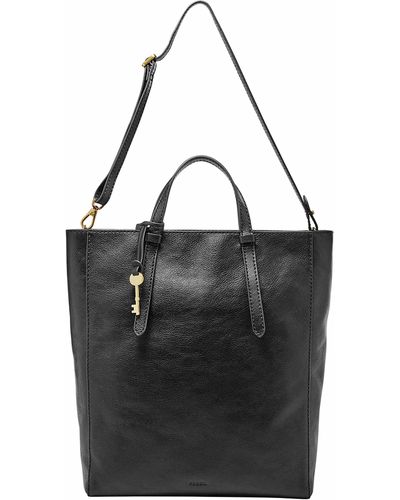 Fossil Camilla Leather Convertible Backpack Purse Handbag - Black