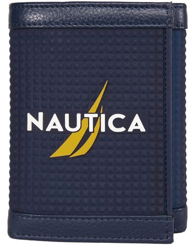 Nautica Classic Trifold Rfid Wallet - Blue