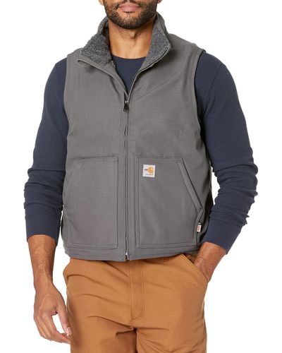 Carhartt Mens Flame-resistant Sherpa-lined Flame Resistant Duck Sherpa Lined Vest - Gray