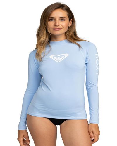 Roxy Whole Hearted Long Sleeve Upf 50 Rashguard Rash Guard Shirt - Blue