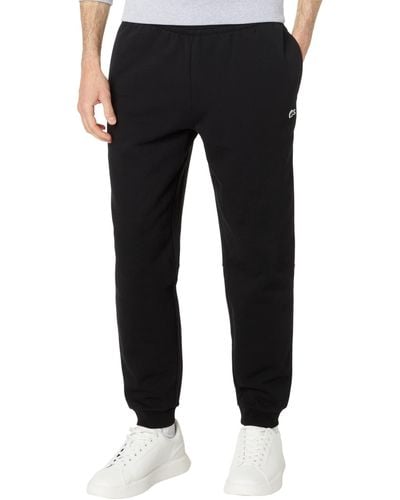 Lacoste Essentials Fleece Sweatpants With Ribbed Ankle Opening - Black