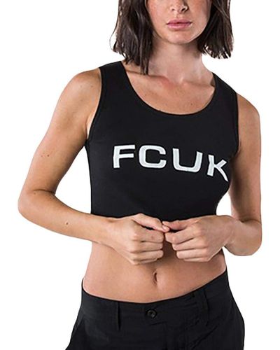 French Connection Graphic Vest Crop Top - Black