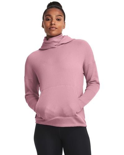 Under Armour Womens Waffle Funnel Hoodie, - Pink