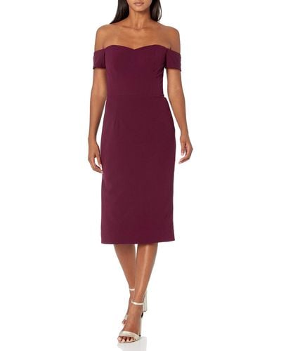 Dress the Population S Bailey Off Shoulder Sweetheart Bodycon Midi Sheath Special Occasion - Red