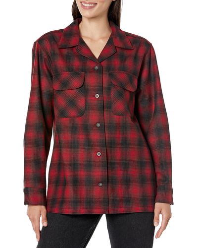 Pendleton Long Sleeve Boyfriend Fit Wool Board Shirt - Red