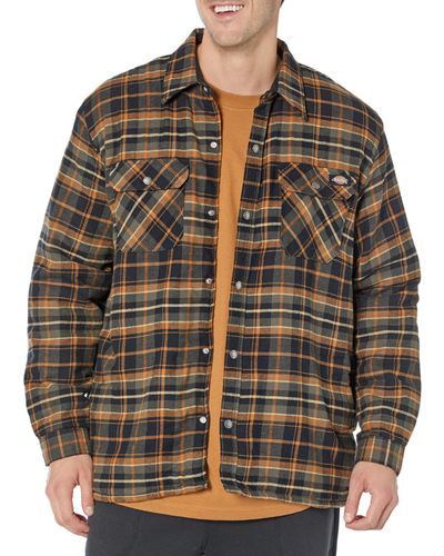 Dickies High Pile Fleece Lined Flannel Shirt Jacket - Black