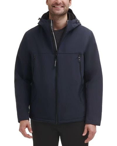 Calvin Klein Sherpa Lined Hooded Soft Shell Jacket - Blue