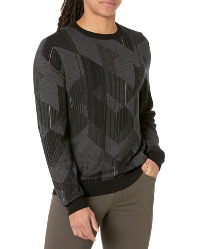 Perry Ellis Motion Print Pullover Sweater - Black