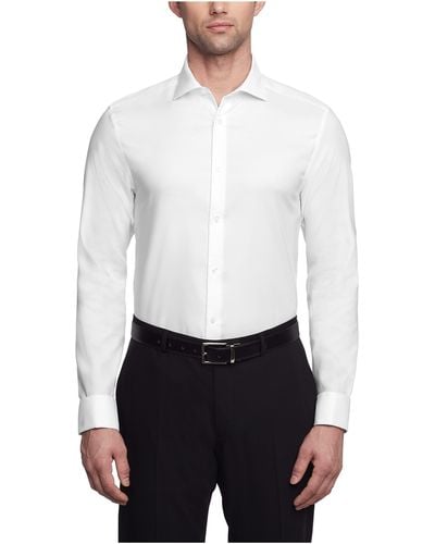 Calvin Klein Dress Shirt Slim Fit Non Iron Stretch Solid French Cuff - White