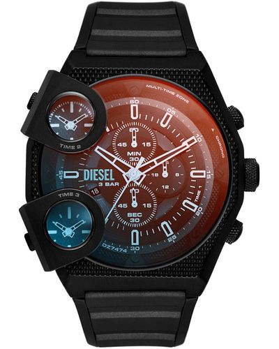 DIESEL 51mm Sideshow Quartz Stainless Steel And Silicone Chronograph Watch - Black
