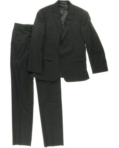 Tommy Hilfiger Shadow Stripe 2 Button Side Vent Trim Fit Suit - Black