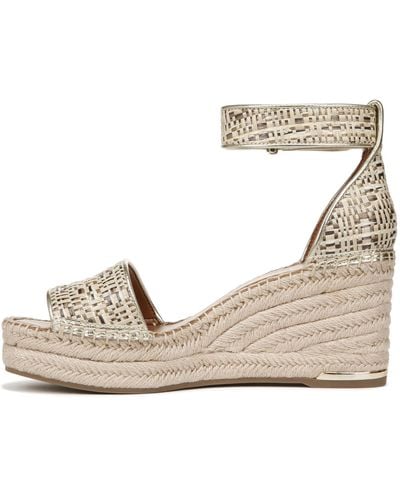 Franco Sarto S Clemens Jute Wrapped Espadrille Wedge Sandals Natural Multi Woven 8.5m - Metallic