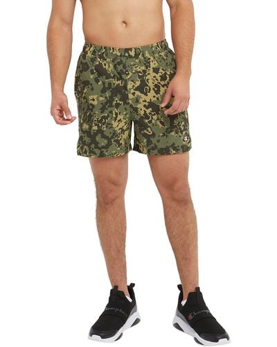Champion Mvp, Total Support Pouch, Gym, Wicking Shorts, Liner,5", Crater Camo Cargo Olive C Patch Logo, Medium - Green