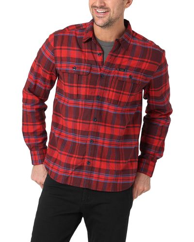 Lee Jeans Working West Relaxed Fit Long Sve Shirt - Red