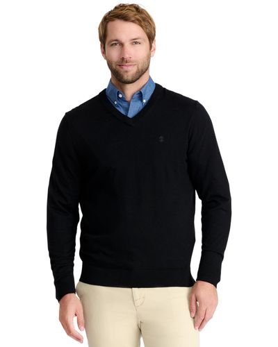 Izod Tall Premium Essentials Solid V-neck Sweater - Black