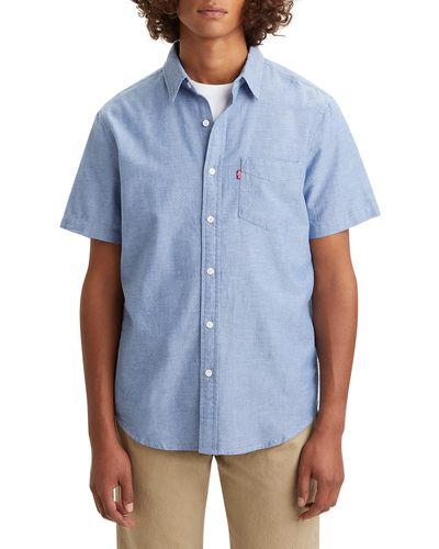 Levi's Classic 1 Pocket Regular Fit Short Sleeve Shirt - Blue