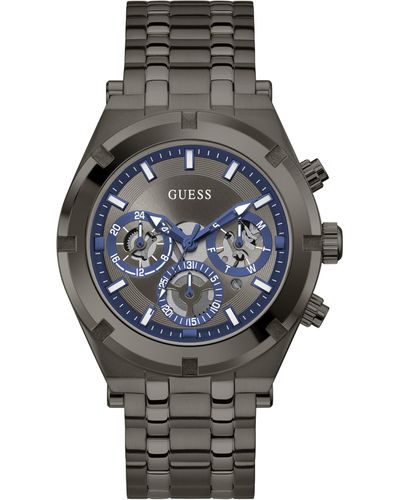 Guess Sport Multifunction 44mm Watch – Gunmetal & Blue Dial With Gunmetal Stainless Steel Case & - Grey