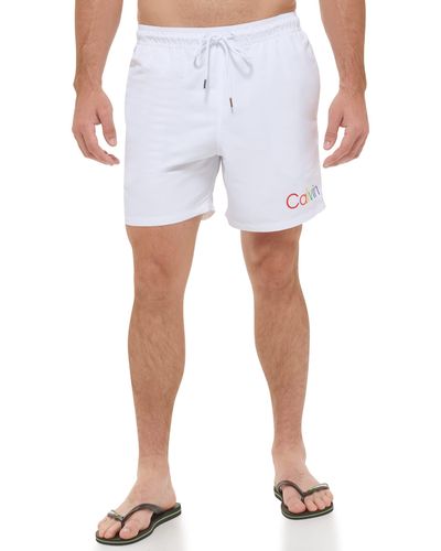 Calvin Klein Standard Uv Protected Quick Dry Swim Trunk - White