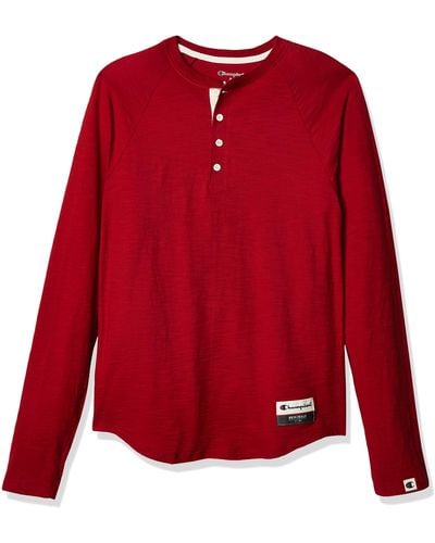Champion Authentic Originals Long Sleeve Henley - Red