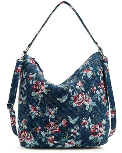 Vera Bradley Cotton Oversized Hobo Shoulder Bag - Blue