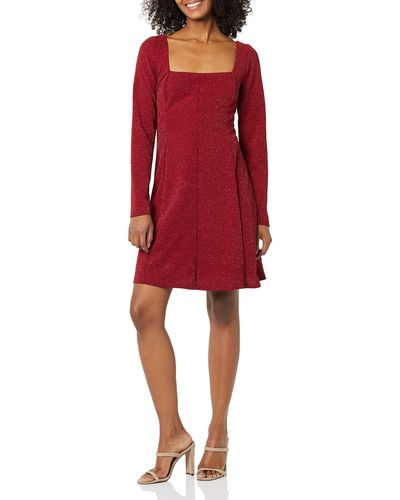 BCBGeneration Long Sleeve Fit And Flare Mini Dress - Red