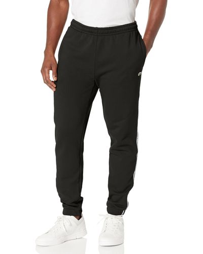 Lacoste Tapered Fit Track Trouser Pant W Side Leg Logo Taping - Black