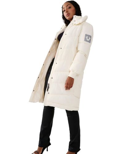True Religion Double Collar Long Puffer - Natural