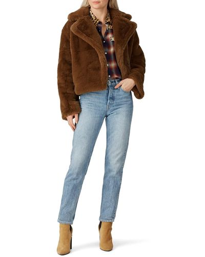 BB Dakota Rent The Runway Pre-loved Faux Fur Big Time Plush Jacket - Blue