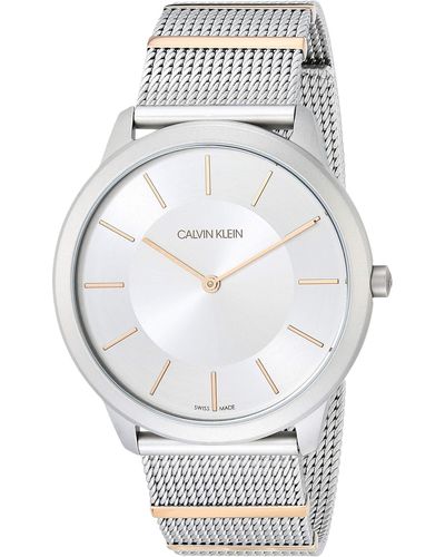 Calvin Klein Minimal Mesh And Segments Bracelet Watch - Gray